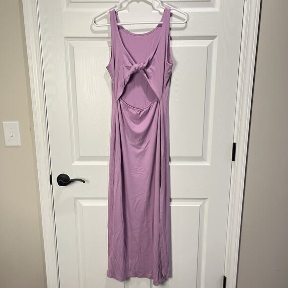 L*Space Nico Cutout Maxi Dress in Lavender Size Large Stretch Side Slit Ribbed - Picture 3 of 11